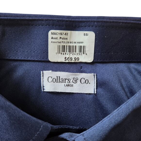 Collars & Co. Semi-spread Collar Polo, Navy Blue Size Large NEW - Picture 4 of 11
